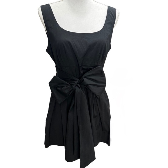 Ann Taylor Low Scoop Sleeveless Belted Top Black Size 10 NWT RETAIL $68.00 - Picture 1 of 8